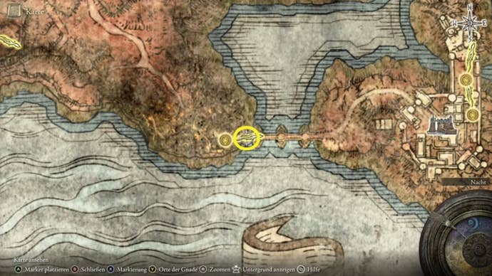 elden ring redmane castle bridge teleporter map location