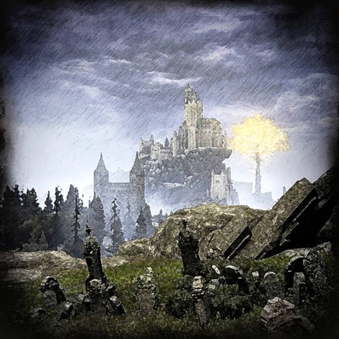 An in-game painting in Elden Ring, named Resurrection.