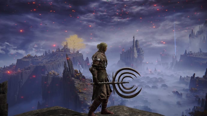 Screenshot of the Tarnished wielding the Ripple Blade in Elden Ring.