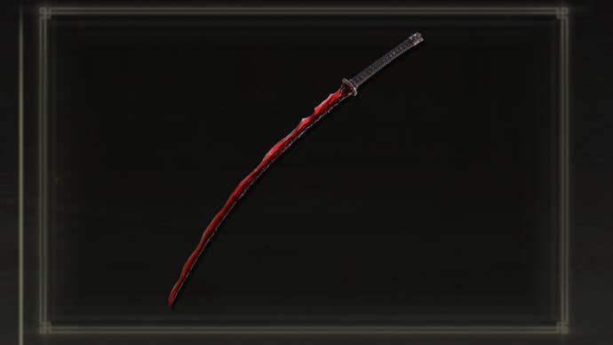 A close-up of the in-game image of the Rivers Of Blood Katana in Elden Ring.