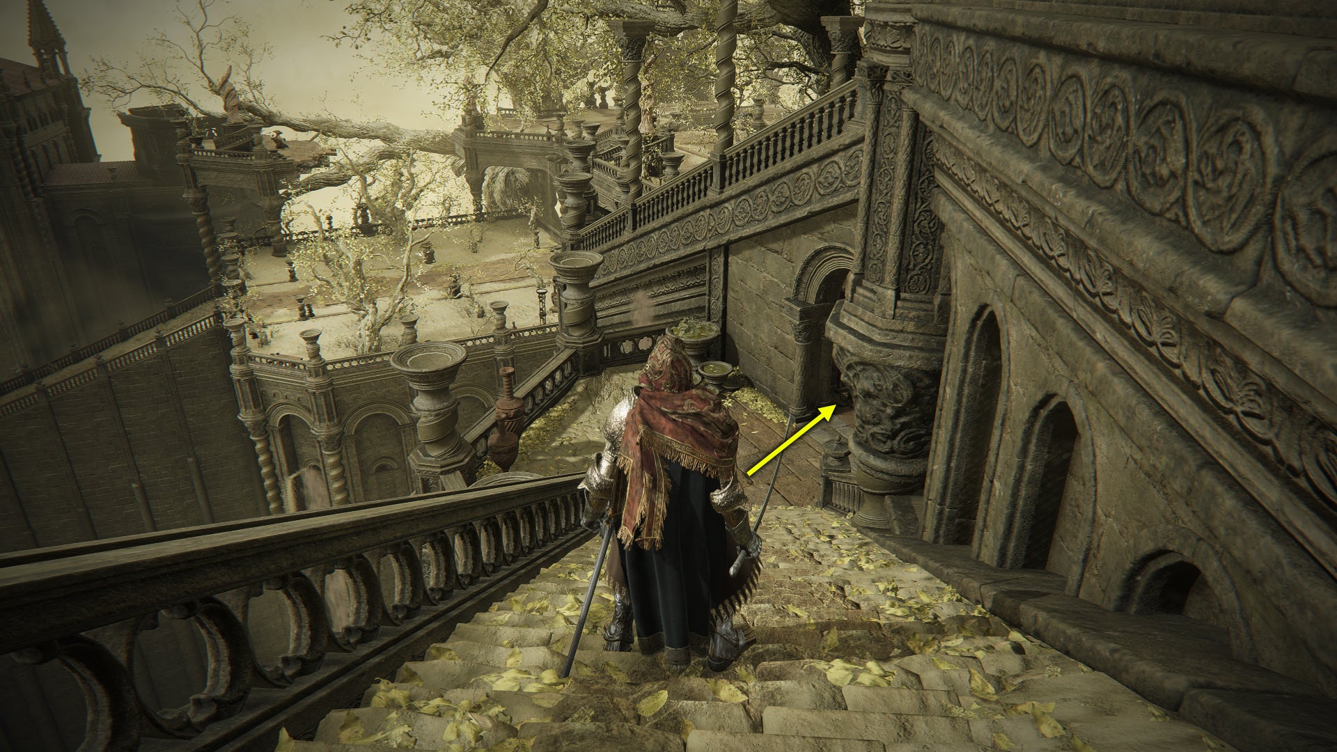 Elden Ring: Shadow Of The Erdtree screenshot of the the route to take through Enir-Ilim to find the Euporia blade.