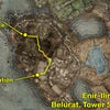Elden Ring: Shadow Of The Erdtree screenshot of the Euporia map location and the route to take through Enir-Ilim.