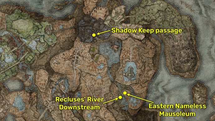Elden Ring: Shadow Of The Erdtree screenshot of Rakshasa's map location.