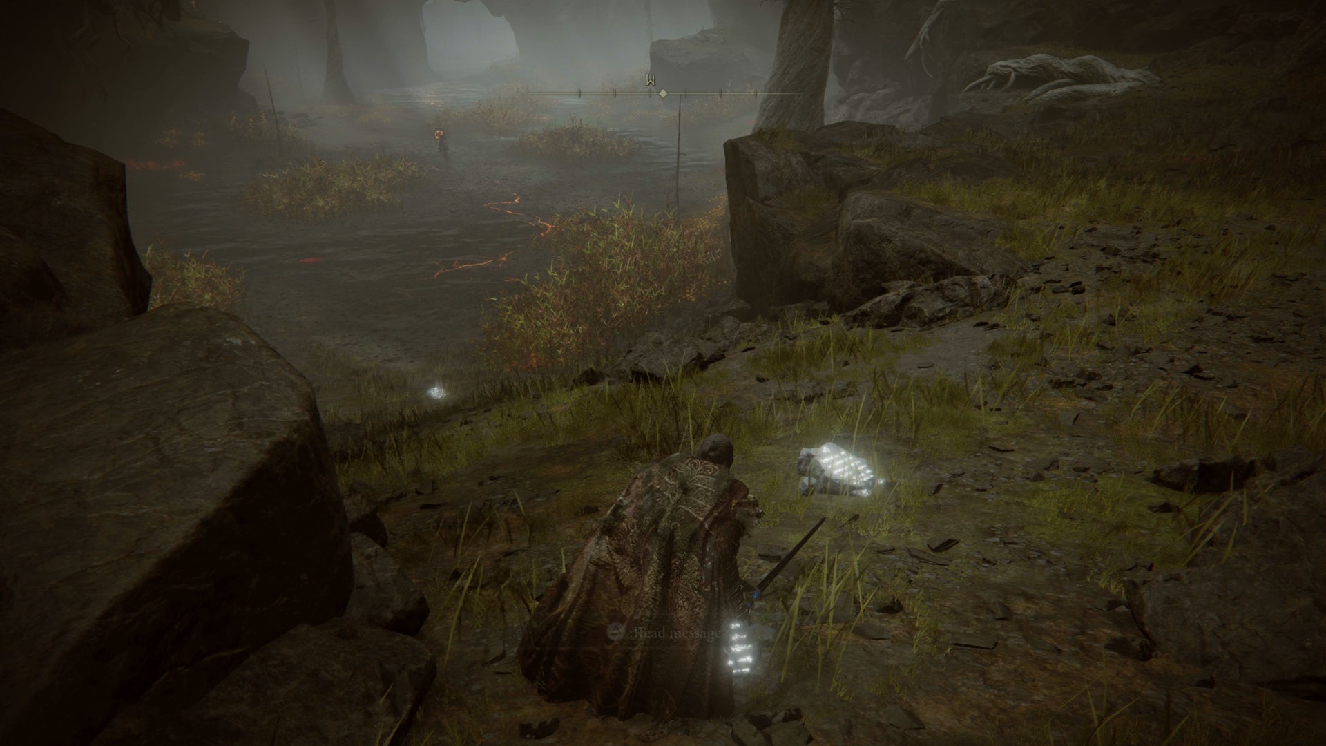 The Tarnished sneaking towards a Wormface in the Abyssal Woods in Elden Ring Shadow of the Erdtree. - 14