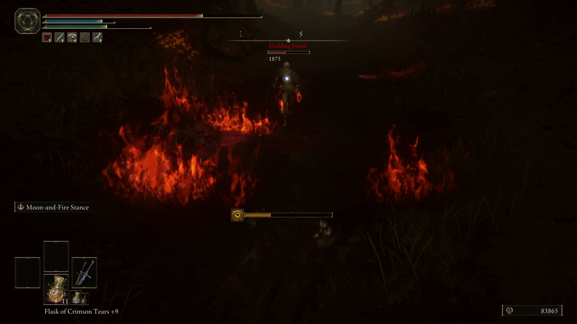 The Tarnished fighting in the Madness Hand in the Abyssal Woods in Elden Ring Shadow of the Erdtree. - 6