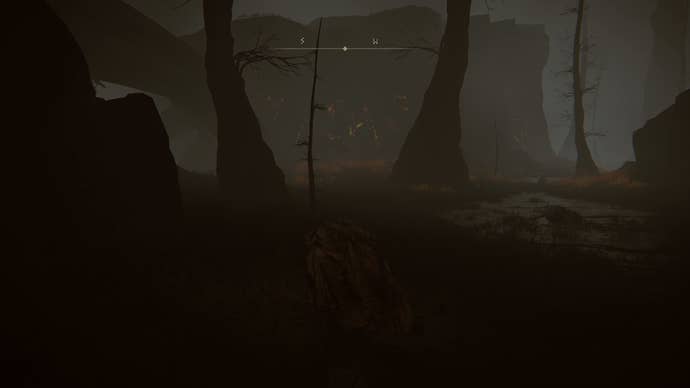 The Tarnished sneaking through the Abyssal Woods in Elden Ring Shadow of the Erdtree.