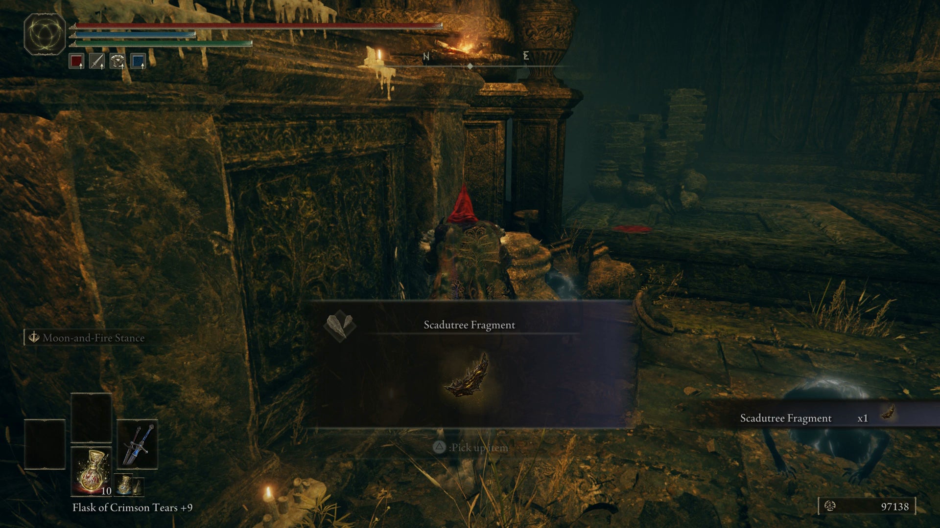 The Tarnished collecting a second Scadutree Fragment in the Ancient Ruins of Rauh in Elden Ring Shadow of the Erdtree. - 14