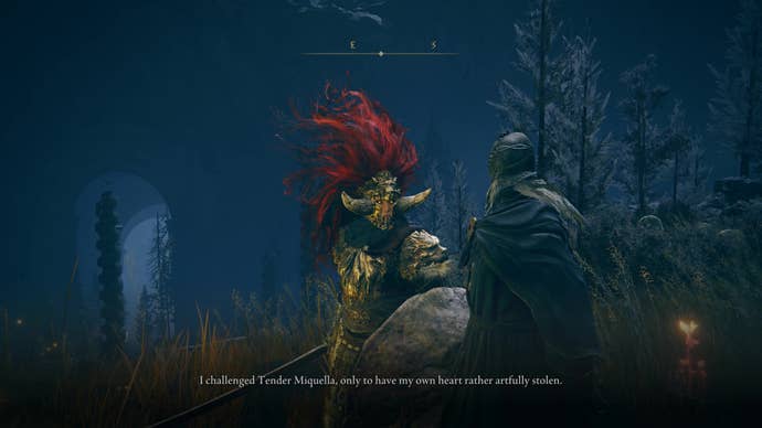 A warrior speaks with Ansbach in Elden Ring Shadow of the Erdtree.