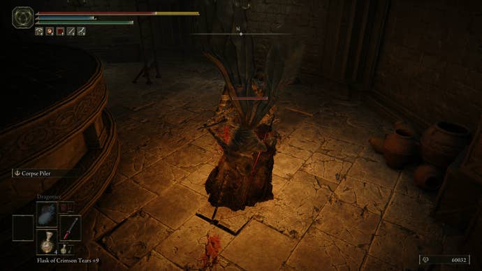 A hidden Man-fly attaching itself to the Tarnished's head in Belurat in Elden Ring Shadow of the Erdtree.