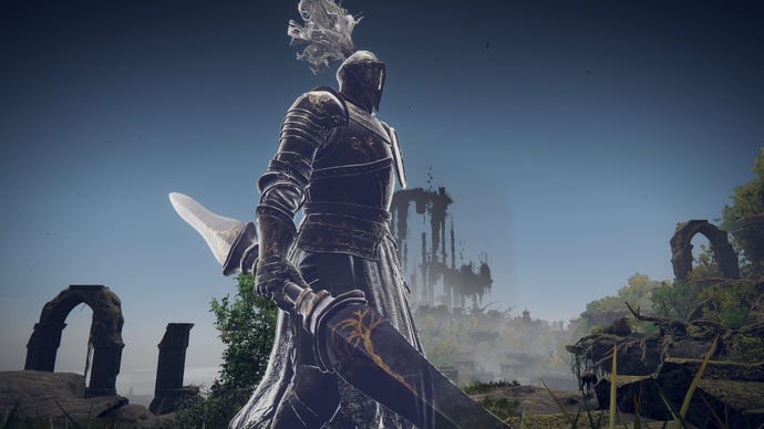 A close-up of the Black Knight Captain Huw Spirit Ash in Elden Ring: Shadow Of The Erdtree.