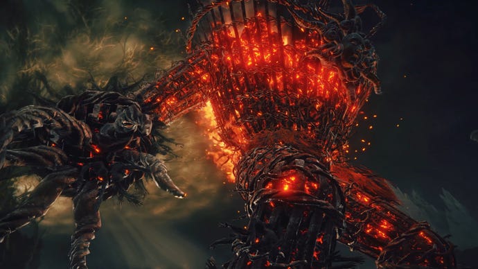 A giant burning brazier boss in the Shadow Of The Erdtree trailer.