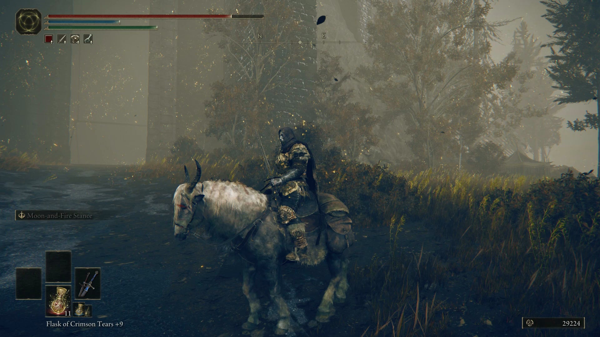 The Tarnished riding their horse as the Great Rune breaks in Elden Ring Shadow of the Erdtree. - 1