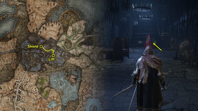 Screenshot of the Carian Thrusting Shield map location in Elden Ring: Shadow Of The Erdtree.