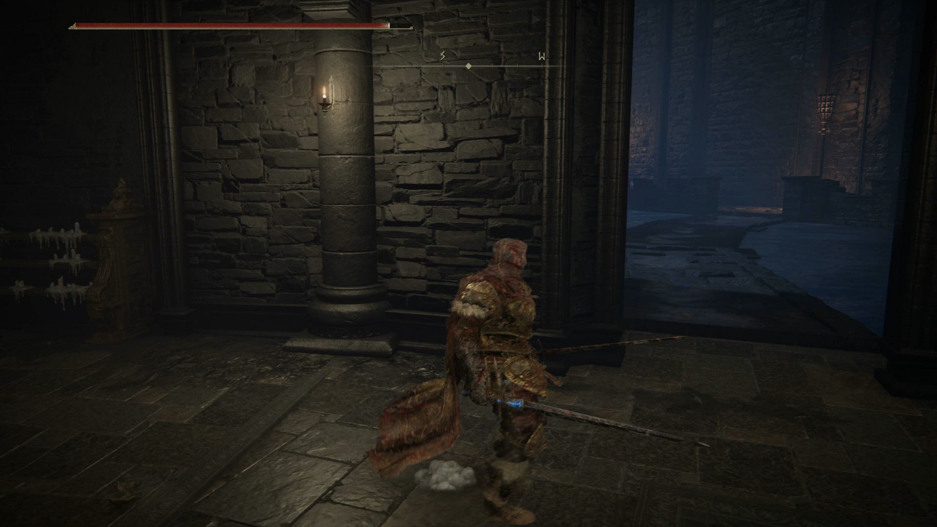 The Tarnished crossing a bridge towards a water wheel in the Black Keep Church District in Elden Ring Shadow of the Erdtree. - 9