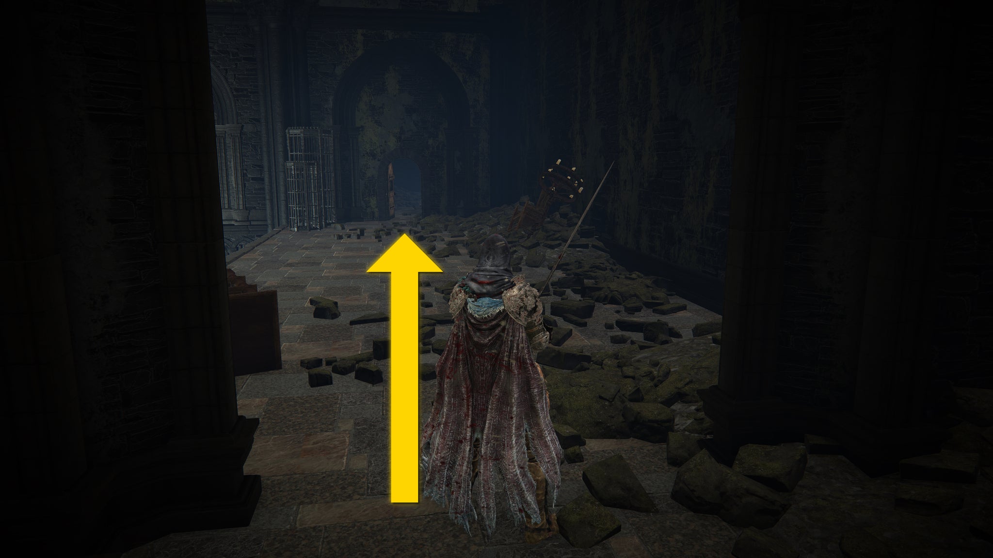 The player in Elden Ring: Shadow Of The Erdtree heads through the Shadow Keep Church towards the Prayer Room. - 15