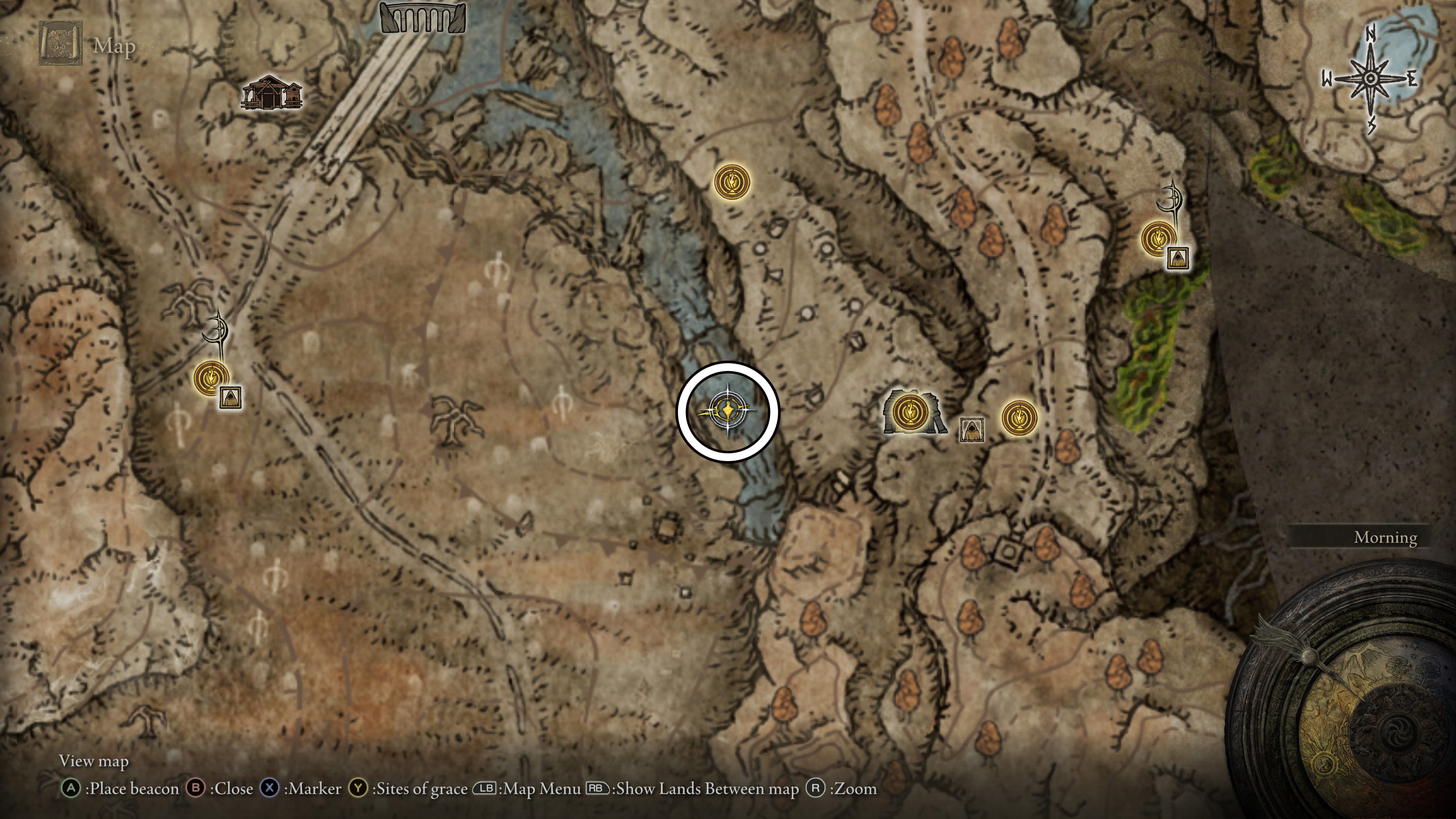 A map screen from Shadow of the Erdtree showing the location of the Greater Potentate&rsquo;s Cookbook (12)