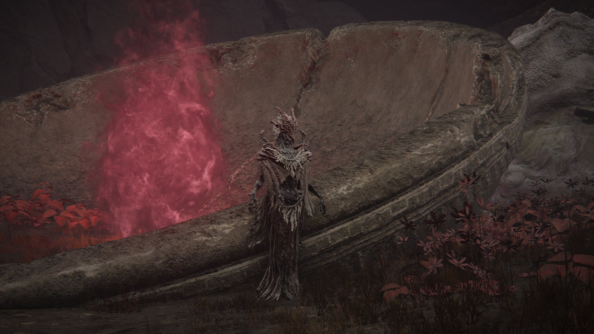 Elden Ring: Shadow Of The Erdtree screenshot of the Dragon Communion Priestess NPC standing in front of the Grand Altar of Dragon Communion. - 3