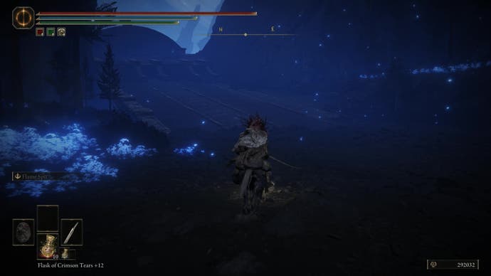 A warrior rides up towards a large sunken ship on the way to the Finger Ruins of Rhia in Elden Ring Shadow of the Erdtree.