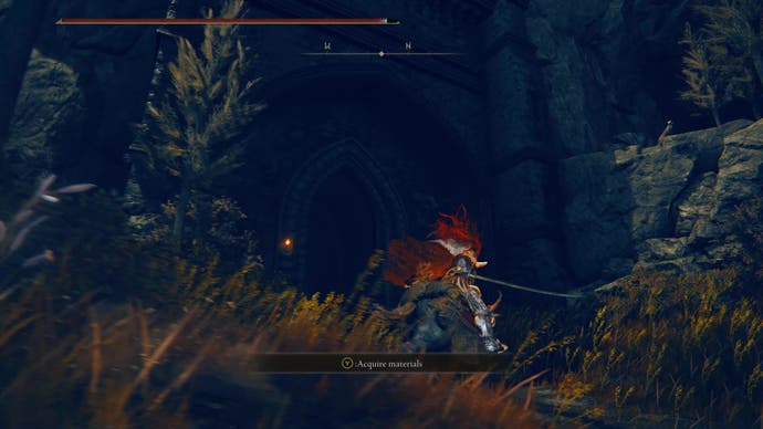 A warrior approaches a dark archway as they travel to the east side of the Shadow Keep in Elden Ring Shadow of the Erdtree.