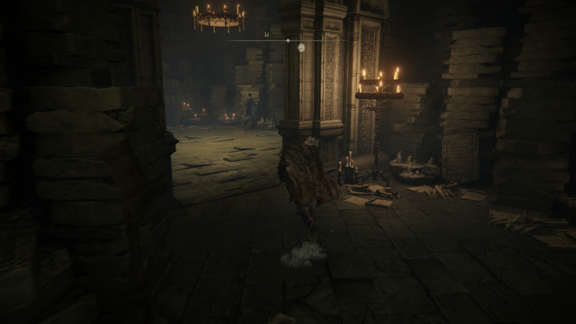 The Tarnished riding an elevator down to a basement to retrieve the Iris of Grace in Elden Ring Shadow of the Erdtree. - 11