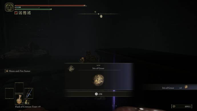 The Tarnished collecting the Iris of Grace in Elden Ring Shadow of the Erdtree.