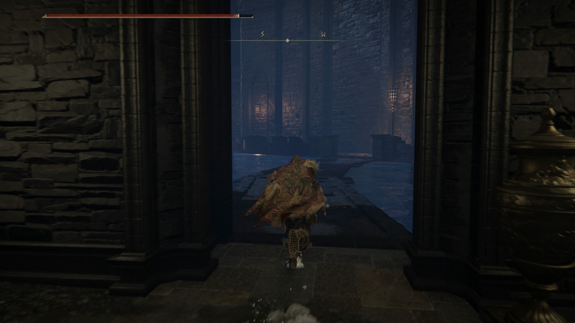 The Tarnished running to drain the water from the Church District in Elden Ring Shadow of the Erdtree. - 13