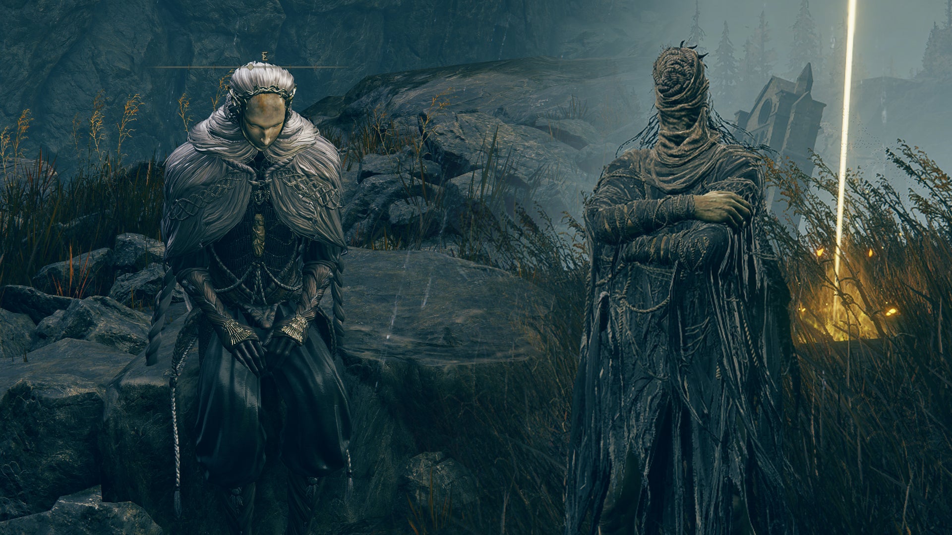 Elden Ring: Shadow Of The Erdtree screenshots of Thiollier (left) and Hornsent (right), two new NPCs in the DLC. - 1