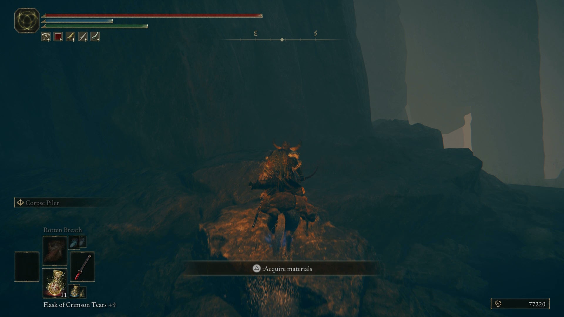 The Tarnished jumping on their horse to reach a rocky spire in Elden Ring Shadow of the Erdtree. - 7