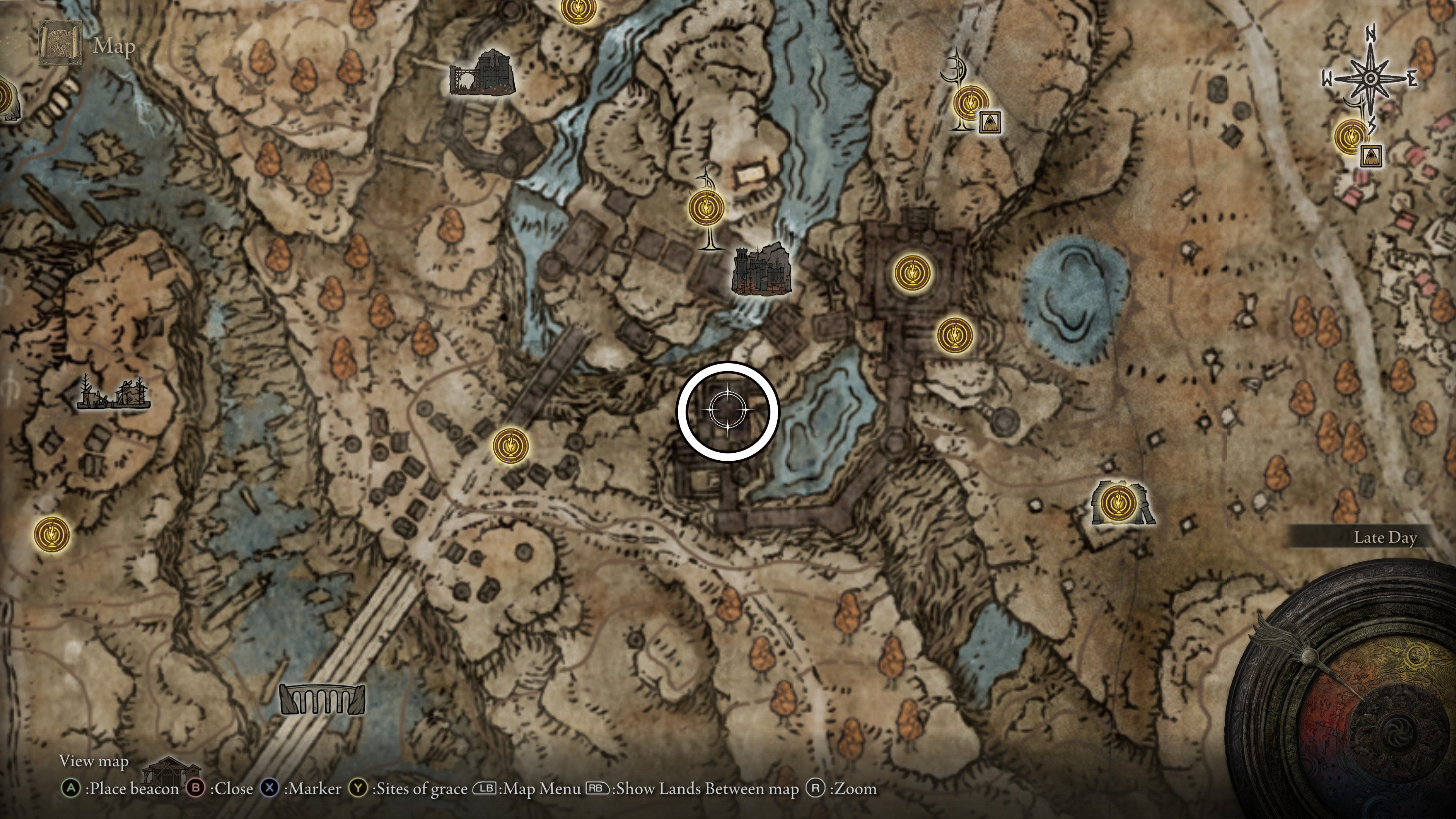 A map screen in Shadow of the Erdtree showing the location of Rellana&rsquo;s Cameo Talisman