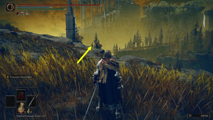 Elden Ring: Shadow Of The Erdtree screenshot showing the route from the Highroad Cross Site Of Grace to the Imbued Sword portal.
