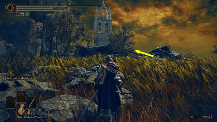 Elden Ring: Shadow Of The Erdtree screenshot showing the route from the Highroad Cross Site Of Grace to the Imbued Sword portal.