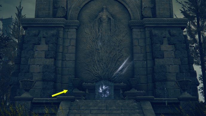 Elden Ring: Shadow Of The Erdtree screenshot showing the route from the Highroad Cross Site Of Grace to the Imbued Sword portal.