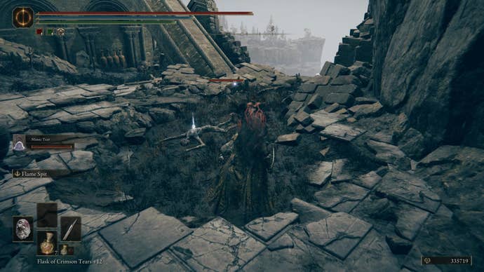 A warrior comes across a corpse in Prospect Town in Elden Ring Shadow of the Erdtree.