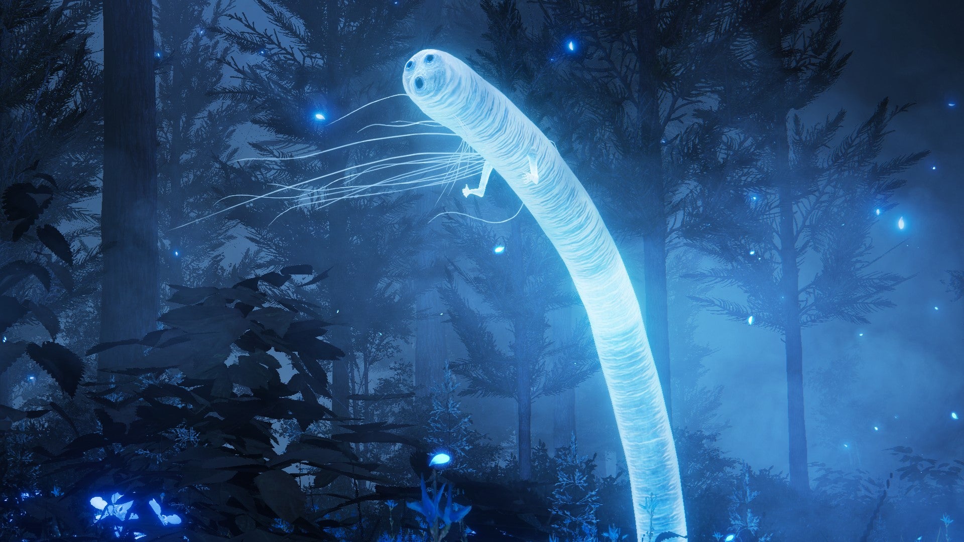 A bioluminescent glow worm in the Gravesite Plain in Elden Ring Shadow of the Erdtree. - 1