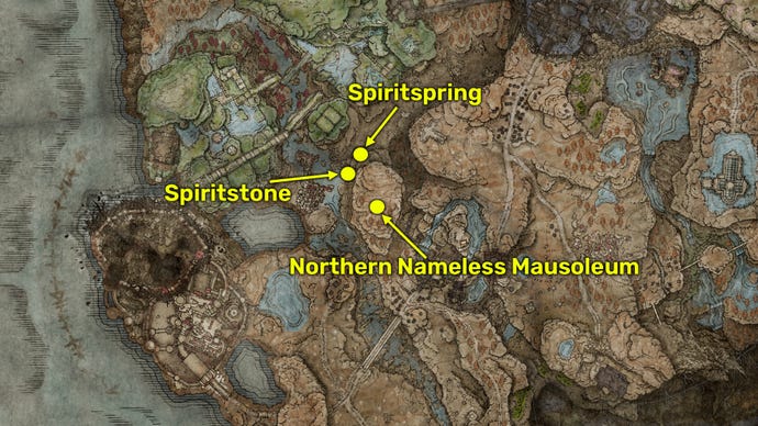 Elden Ring: Shadow Of The Erdtree screenshot of the Red Bear's Claw map location.