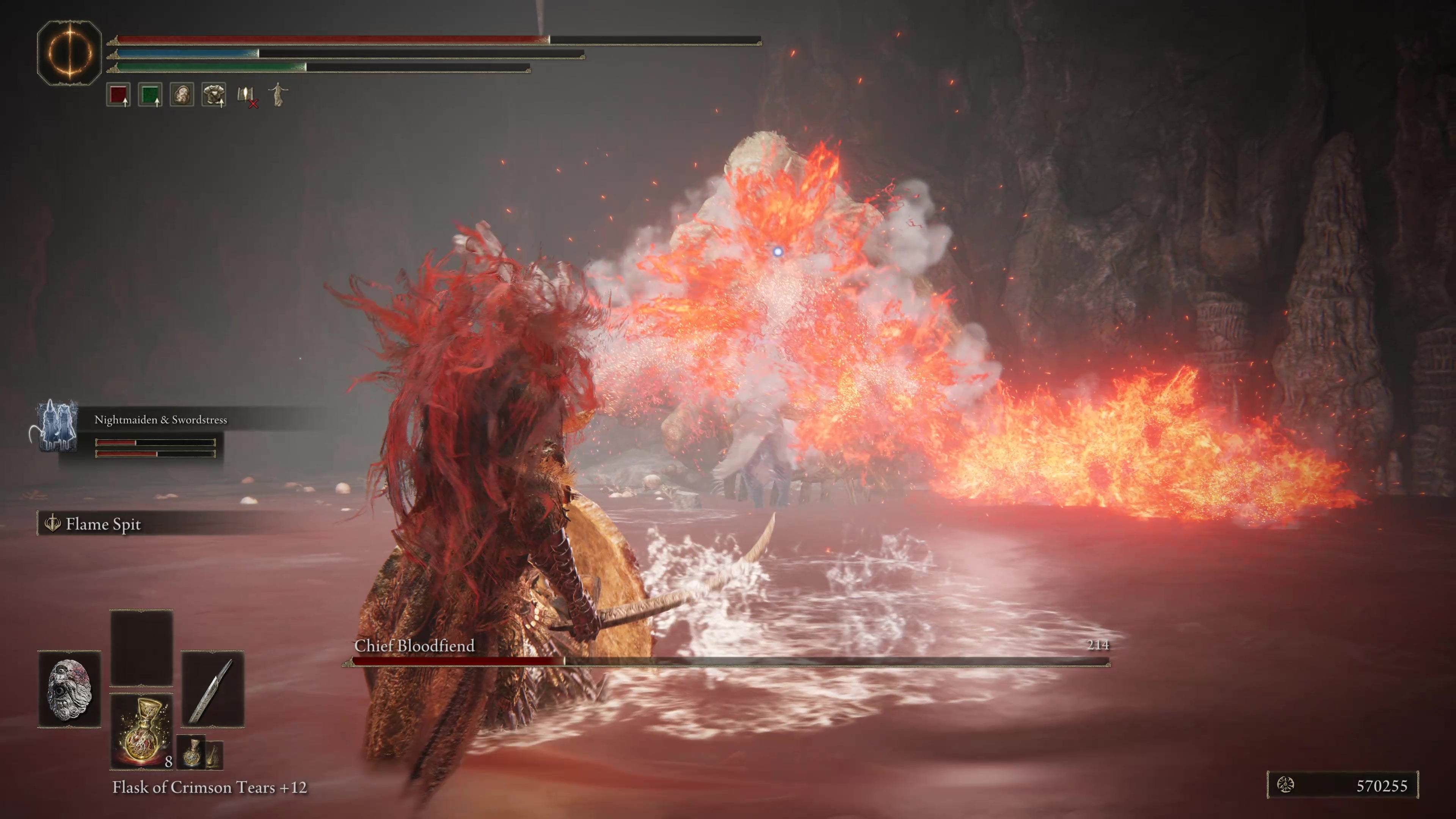 The Chief Bloodfiend&rsquo;s horizontal claw slice explodes into flames in Shadow of the Erdtree.