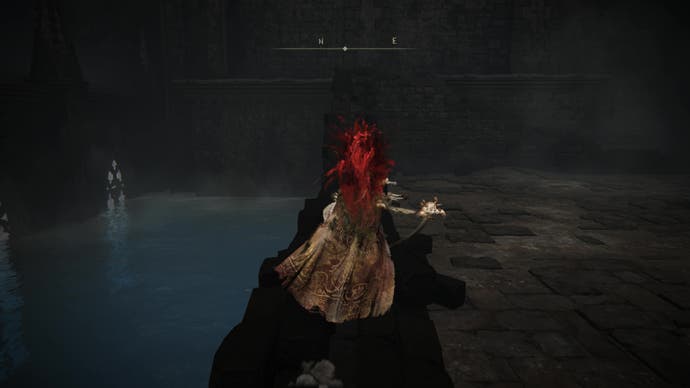 A warrior ascends a crumbled wall in the Shadow Keep Church District to find the Prayer Room in Elden Ring Shadow of the Erdtree.