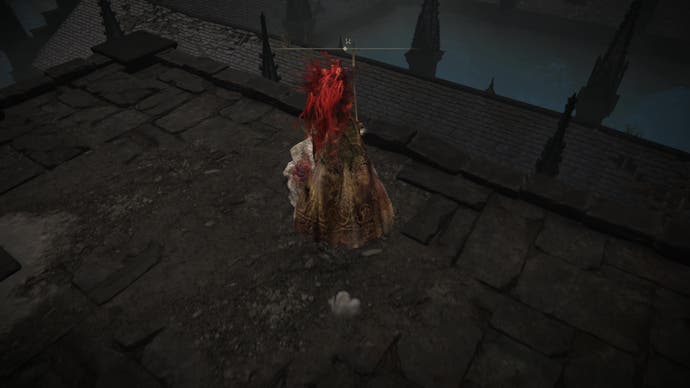 A warrior leaps across rooftops in the Shadow Keep Church District to find the Prayer Room in Elden Ring Shadow of the Erdtree.