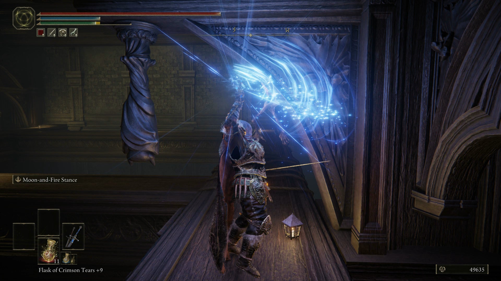 The Tarnished casting a spell to attack a giant bat in the Specimen Storehouse in Elden Ring Shadow of the Erdtree. - 6