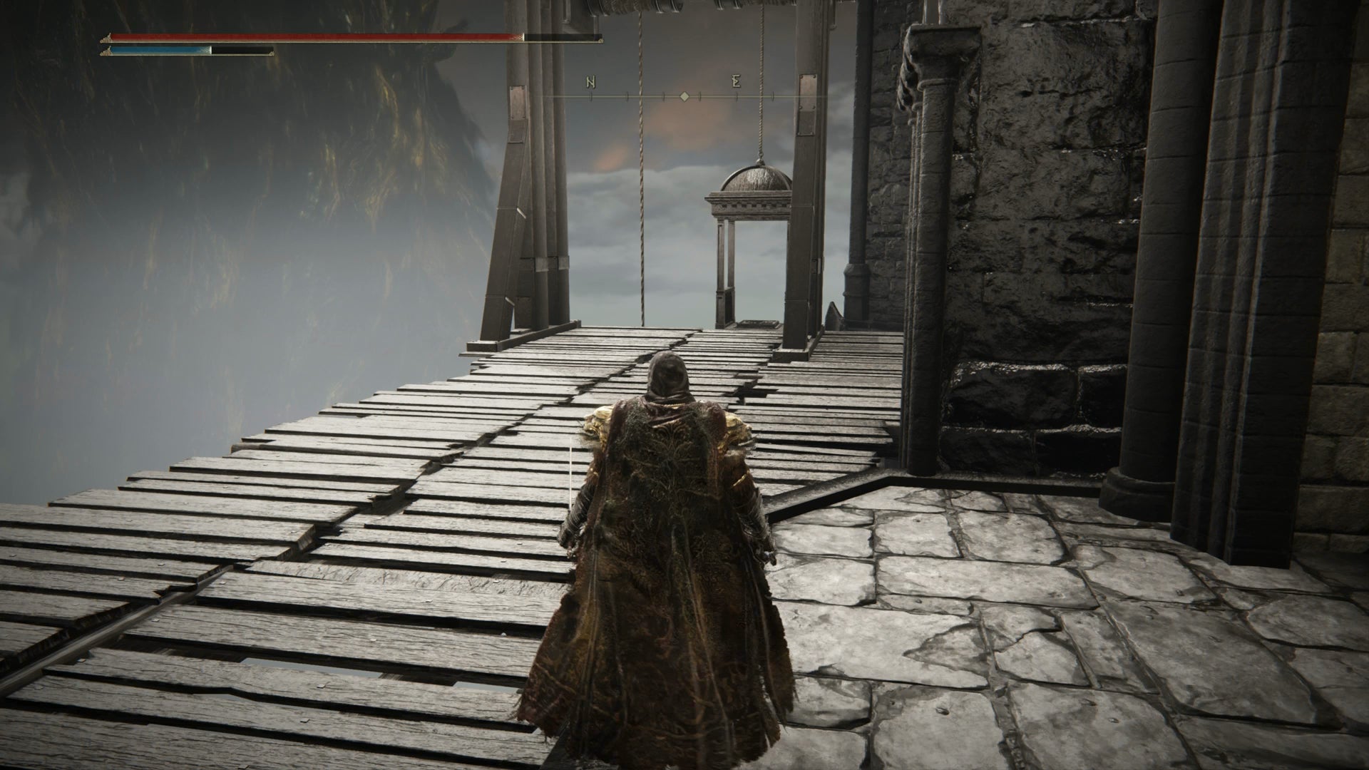 The Tarnished walking towards an elevator outside the Specimen Storehouse in Elden Ring Shadow of the Erdtree. - 9