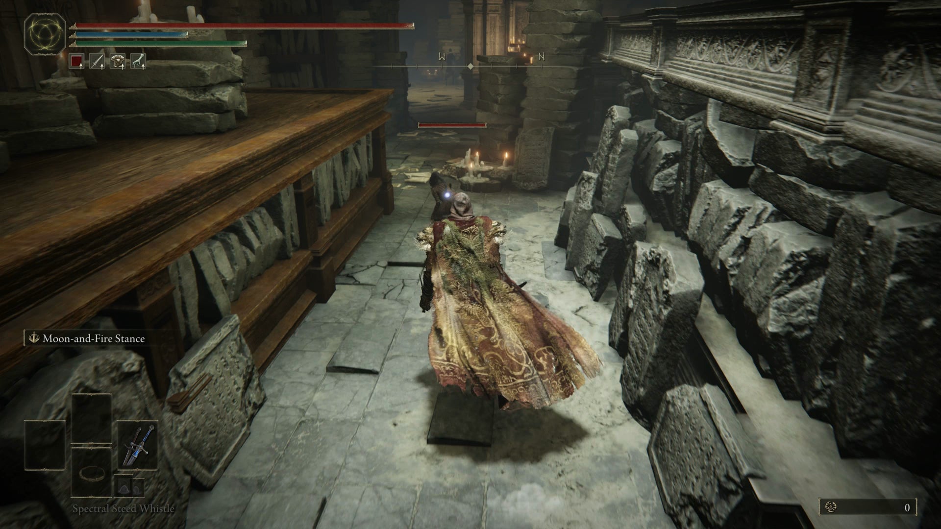 The Tarnished sneaking up on a Vulgar Warrior in the Specimen Storehouse in Elden Ring Shadow of the Erdtree. - 14