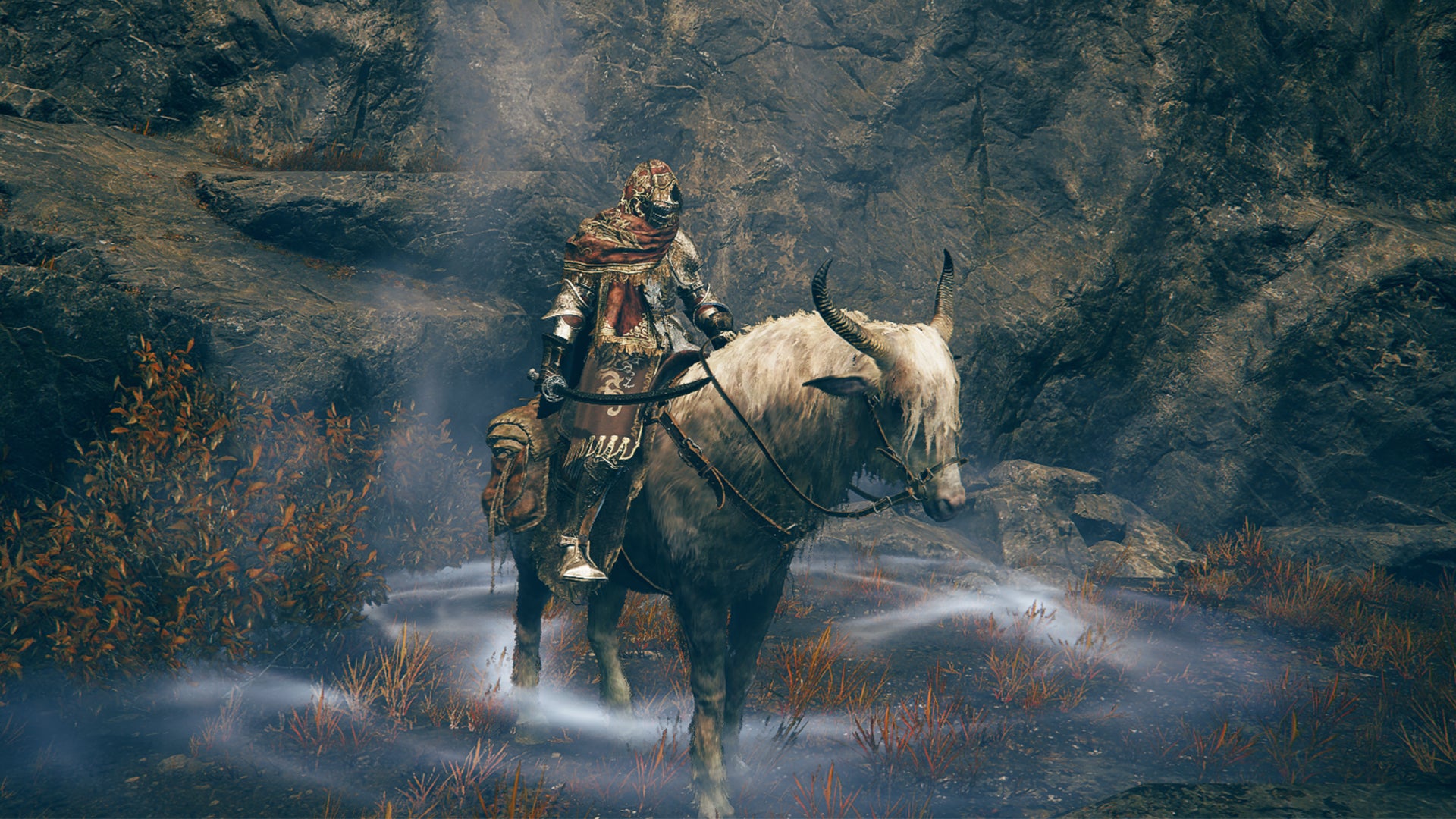 Elden Ring: Shadow Of The Erdtree screenshot of The Tarnished and Torrent underneath a Spiritspring. - 1