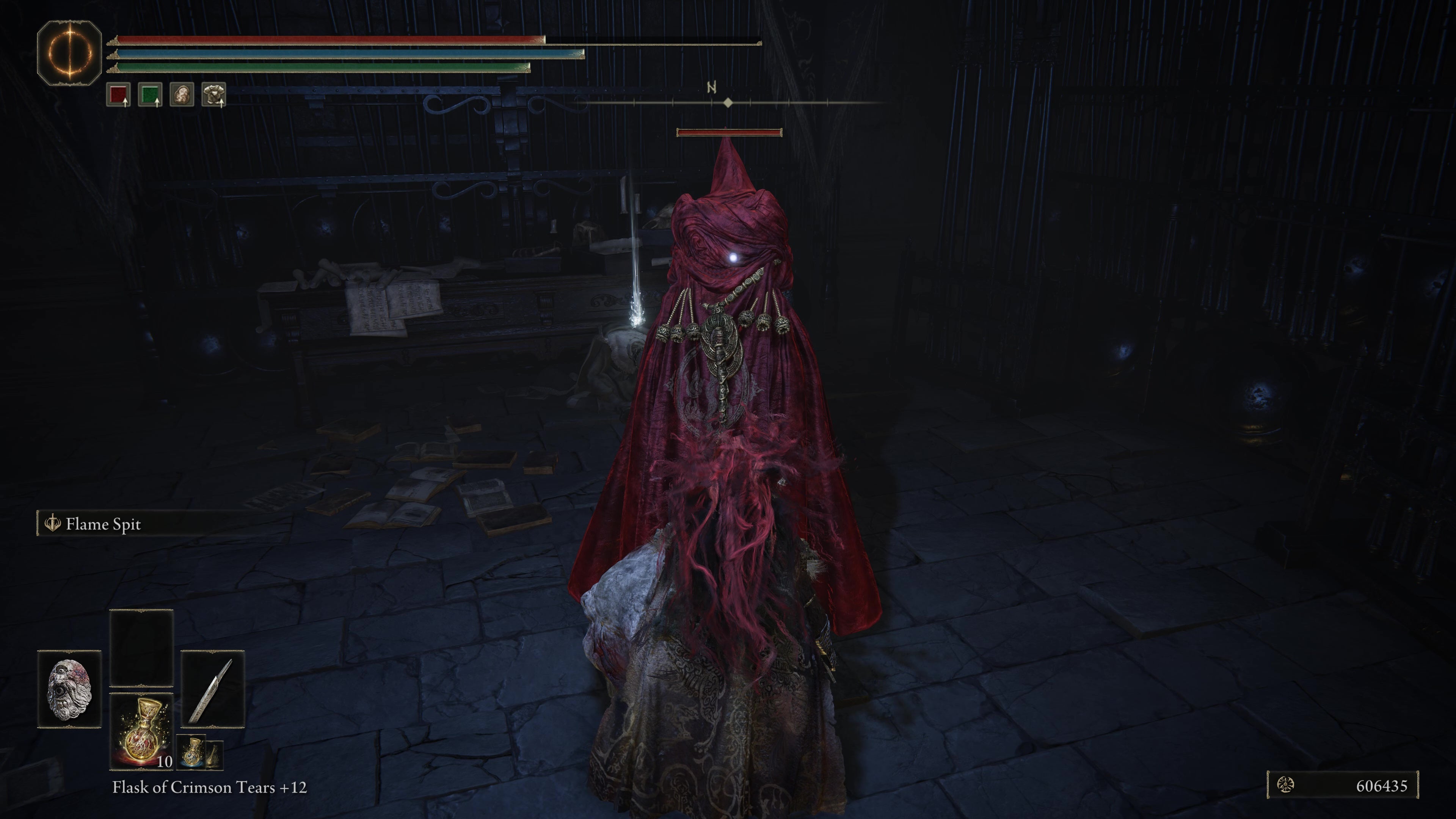 A warrior creeps up behind a Fire Knight in the Storehouse Back Entrance of the Shadow Keep in Elden Ring Shadow of the Erdtree.