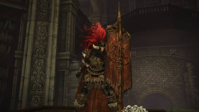 A warrior holds the Dueling Shield in Elden Ring Shadow of the Erdtree