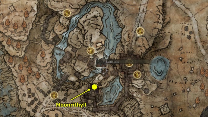 Elden Ring: Shadow Of The Erdtree screenshot of Moonrithyll’s map location.