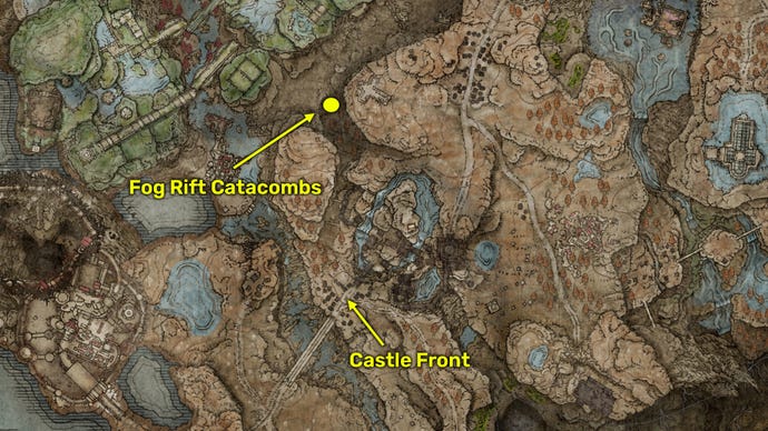 Elden Ring: Shadow Of The Erdtree screenshot of the Death Knight’s Twin Axes map location.