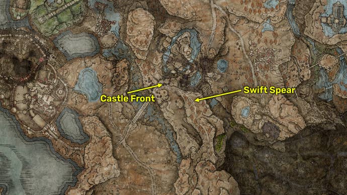 Elden Ring: Shadow Of The Erdtree screenshot of the Swift Spear map location.