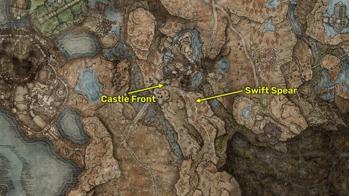 Elden Ring: Shadow Of The Erdtree screenshot of the Swift Spear map location.