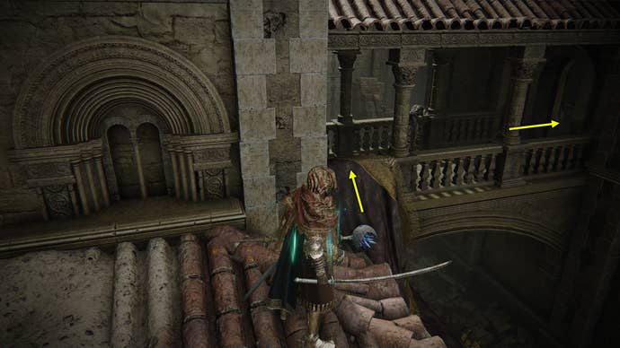 Elden Ring: Shadow Of The Erdtree screenshot of the pathway to the Well Depths Key location in Belurat Tower.