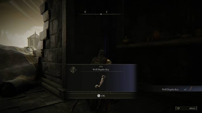 The Tarnished collecting the Well Depths key in Elden Ring Shadow of the Erdtree.